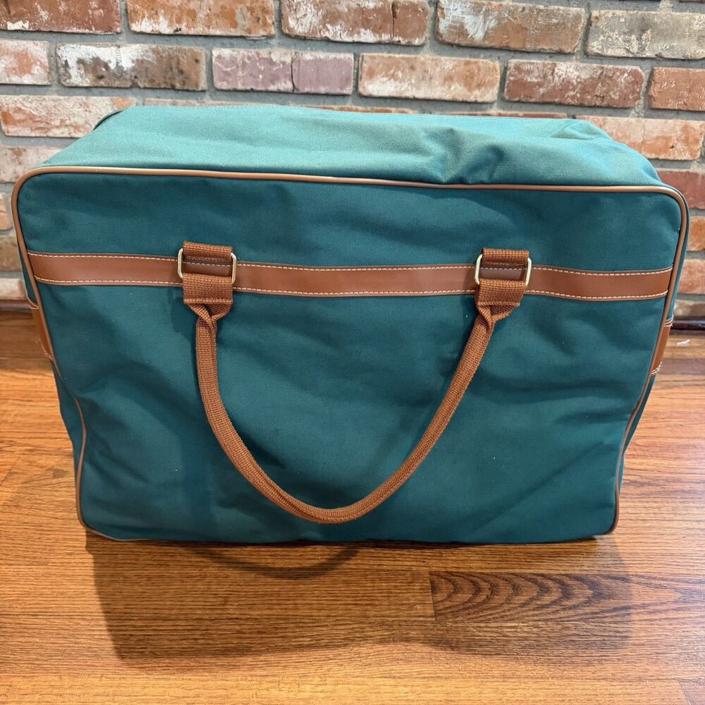 Vintage 90s Polo Ralph Lauren Green Canvas Travel Duffel Bag 24” Large Duffle - Picture 8 of 11